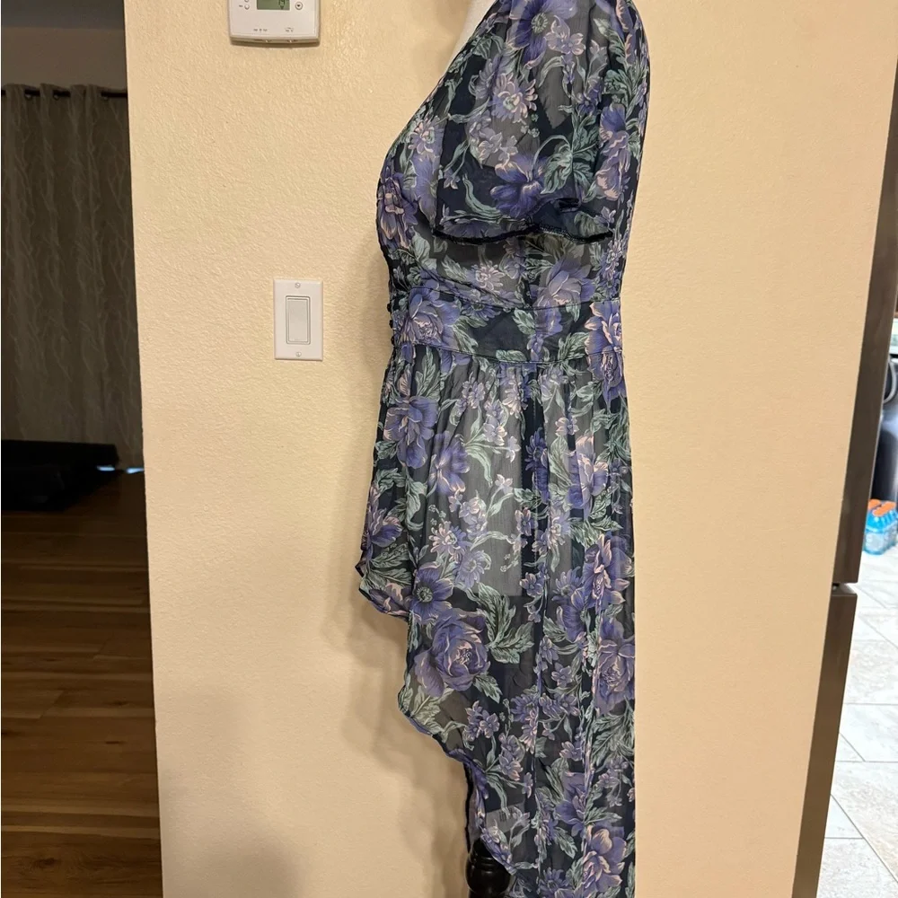 American Eagle Floral Boho Sheer Maxi High Low Chic Cover Up Versatile Dress S